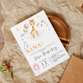 Invitation Espagnol Baby Girl Douche Giraffe Avec Ballons