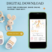 Invitation Espagnol Baby Girl Douche Giraffe Avec Ballons