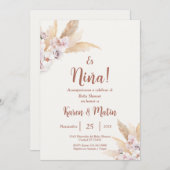Invitation Espagnol Baby shower Boho fille (Devant / Derrière)