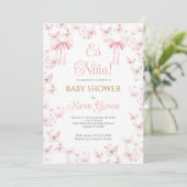 Invitation Espagnol Baby shower fille (Debout devant)