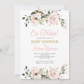Invitation Espagnol Baby shower fille (Devant)