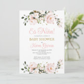 Invitation Espagnol Baby shower fille (Debout devant)