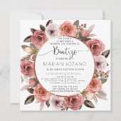 Invitation Espagnol, Baptême, Floral d'or Rose (Devant)