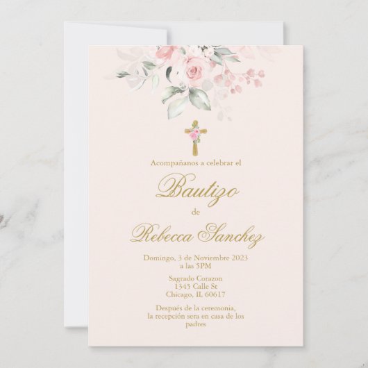 Invitation Espagnol Baptême Girl (Devant)