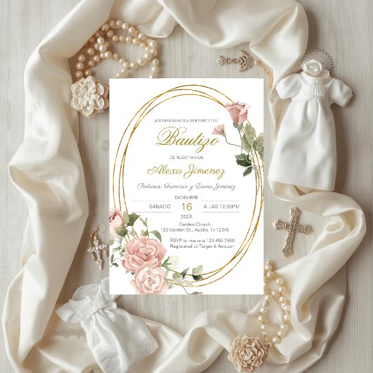 Invitation Espagnol Baptême Girl