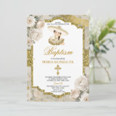 Invitation Espagnol Bautizo Fiesta mignonne petite fille Bapt (Debout devant)