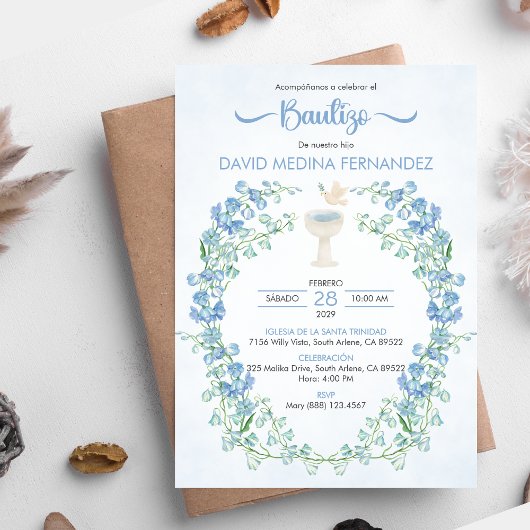 Invitation Espagnol Bautizo Invitacion Cute Chalice Baptême