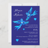 Invitation Espagnol Bleu Aquarelle Oiseaux Mariage mexicain (Devant)