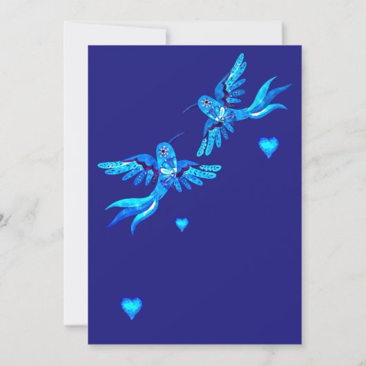 Invitation Espagnol Bleu Aquarelle Oiseaux Mariage mexicain (Dos)