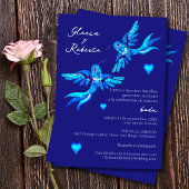Invitation Espagnol Bleu Aquarelle Oiseaux Mariage mexicain