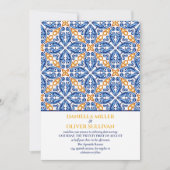Invitation Espagnol Bleu Carrelage Jaune mariage méditerranée (Devant)
