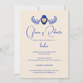Invitation espagnol, bleu et champagne Milagro Heart mexicain (Devant)