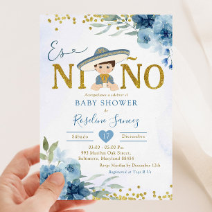 Invitation Espagnol Blue Charro Boy Es niñ o Baby shower