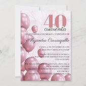 Invitation Espagnol Blush Rose Floral Balloons 40e anniversai (Devant)