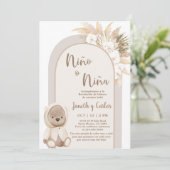 Invitation Espagnol Boho Ours He or She or She Genre Revela (Debout devant)