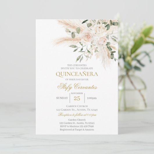 Invitation Espagnol Boho Quinceanera (Debout devant)