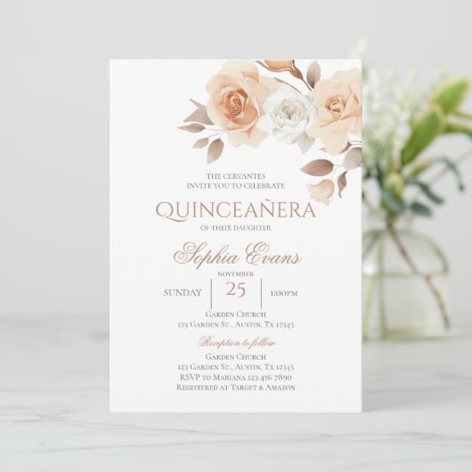 Invitation Espagnol Boho Quinceanera (Debout devant)