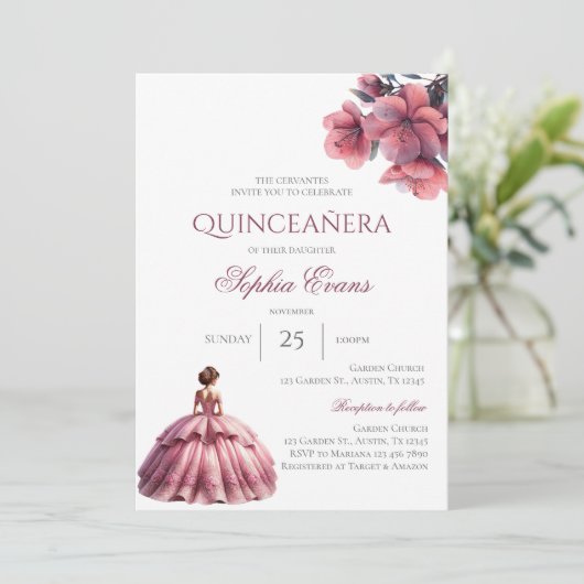Invitation Espagnol Boho Quinceanera (Debout devant)