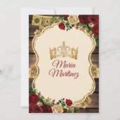 Invitation Espagnol Bourgogne Floral Russe Bois Mis Quince (Dos)