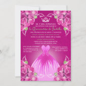 INVITATION ESPAGNOL CHAUD ROSE QUINCEAÑERA | (Devant)
