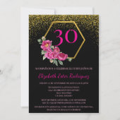 Invitation Espagnol Chic Black Gold Rose 30e anniversaire (Devant)