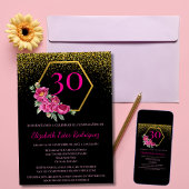 Invitation Espagnol Chic Black Gold Rose 30e anniversaire