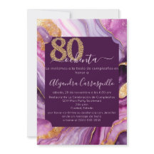 Espagnol Chic rose violet Agate 80e fête d'anniver