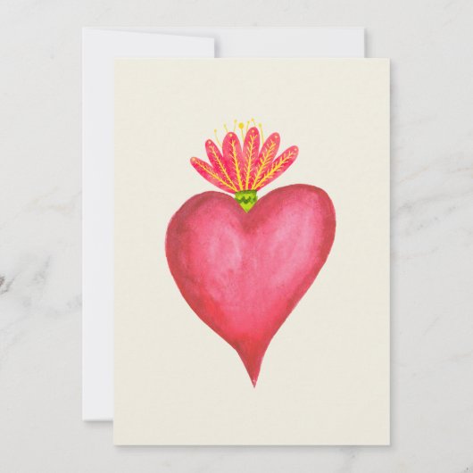 Invitation Espagnol, Coeur Rouge Et Fleur Mariage Mexicain (Dos)