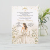 Invitation Espagnol Crème d'Ivoire Princesse Florale Douce 15 (Debout devant)