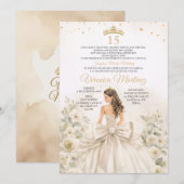 Invitation Espagnol Crème d'Ivoire Princesse Florale Douce 15 (Devant / Derrière)