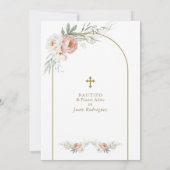 Invitation Espagnol Dusty Fleurs Roses Baptême 1er anniversai (Dos)