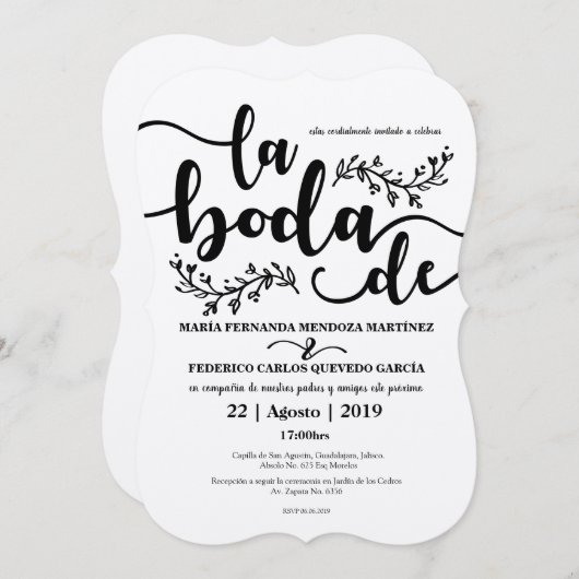 Invitation Espagnol Editable rustique Inviation (Devant / Derrière)