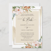 Invitation Espagnol, Élégant Blush Terracotta Floral Mariage (Devant)
