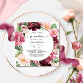 Invitation Espagnol Elégant Bourgogne Rose Blush Quinceanera