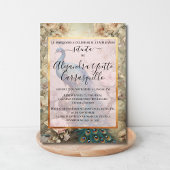 Invitation Espagnol Elegant Vintage Peacock 70e anniversaire