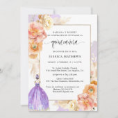 Invitation Espagnol, élégant violet Floral Quinceañera (Devant)