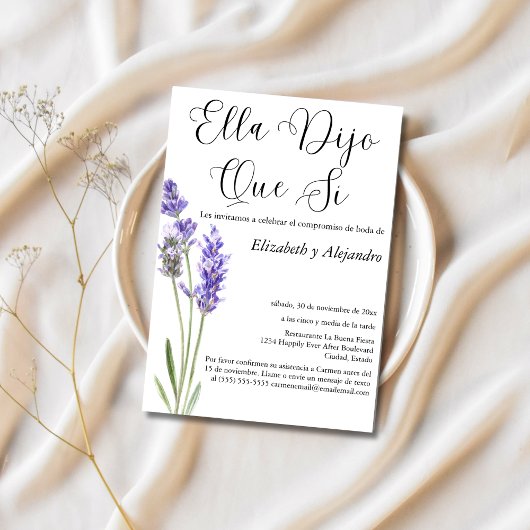 Invitation Espagnol Elle Dit Oui Mariage Engagement Party