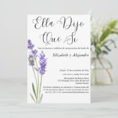 Invitation Espagnol Elle Dit Oui Mariage Engagement Party (Debout devant)