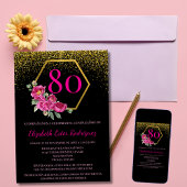 Invitation Espagnol Exquise Black Gold & Rose 80e anniversair