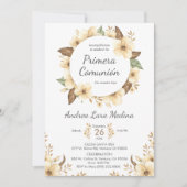 Invitation Espagnol Fleurs Jaunes mignonnes Première Communio (Devant)