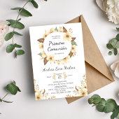 Invitation Espagnol Fleurs Jaunes mignonnes Première Communio