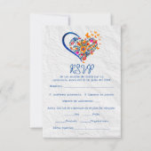 Invitation Espagnol Floral Heart & Butterflies Mariage mexica (Devant)