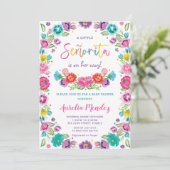 Invitation Espagnol Floral Senorita Baby shower fille (Debout devant)