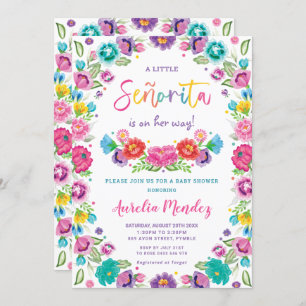 Invitation Espagnol Floral Senorita Baby shower fille