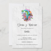 Invitation Espagnol, Flower Heart Mariage mexicain (Devant)
