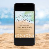 Invitation Espagnol Fun Beach Sand Blue 65e fête d'anniversai