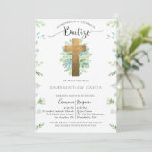 Invitation Espagnol, Garçon ou Fille Verdure Bleu Menthe Bapt (Debout devant)