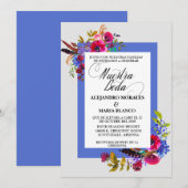 Invitation Espagnol Gras Aquarelle Nuestra Boda Mariage (Devant / Derrière)