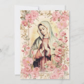 Invitation Espagnol Guadalupe Baptême rose Floral (Dos)
