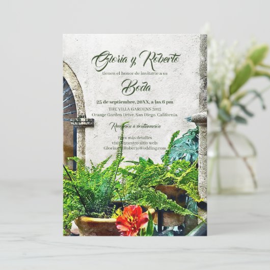 Invitation Espagnol, Hacienda Patio Mariage mexicain (Debout devant)